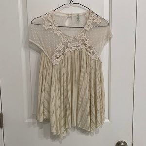 Free People cream lace blouse